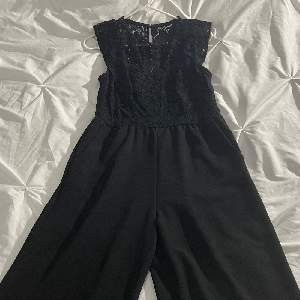 Xhilaration Black Lace Bodice Wide-Leg Jumpsuit